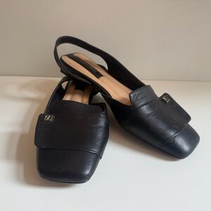 Franco Sarto Black Slingback Flats with Square Toe